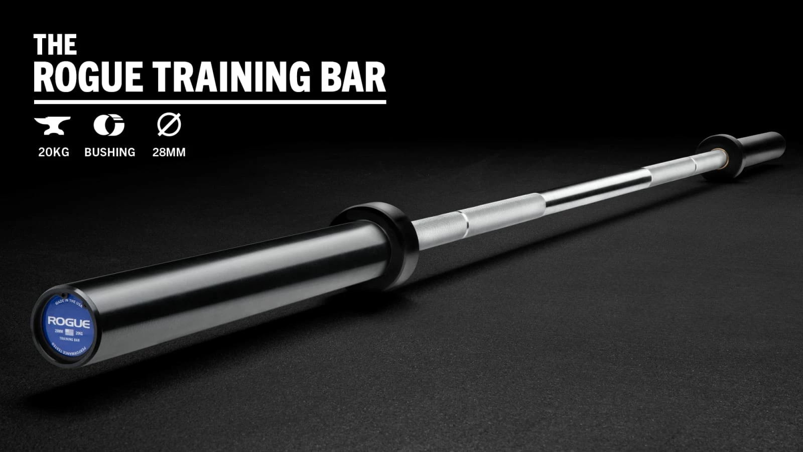 Rogue Fitness 28MM Rogue Training Bar (Stainless Shaft / Black Sleeve)