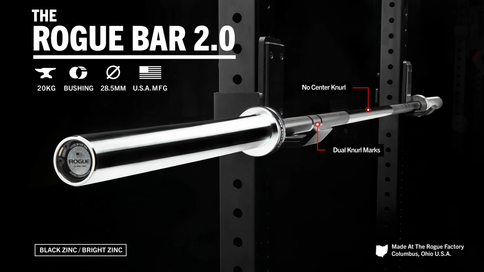 Rogue Fitness The Rogue Bar 2.0 - Black Zinc